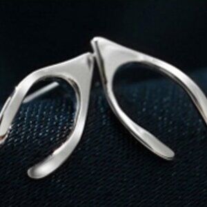 Silver Tone Wishbone Earrings
